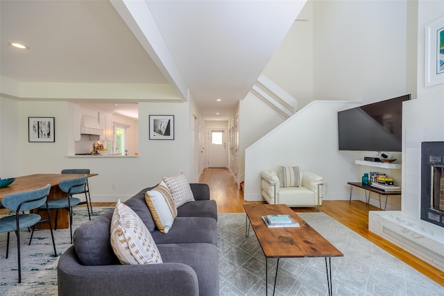 10 Head Of Pond Rd Unit 8, Water Mill, NY 11976 - living room featuring wood finished floors, recessed lighting, and baseboards