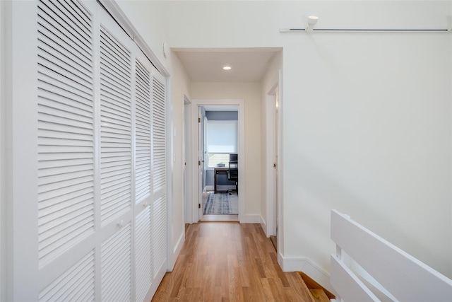 10 Head Of Pond Rd Unit 8, Water Mill, NY 11976 - hall with light wood-style floors, baseboards, and recessed lighting