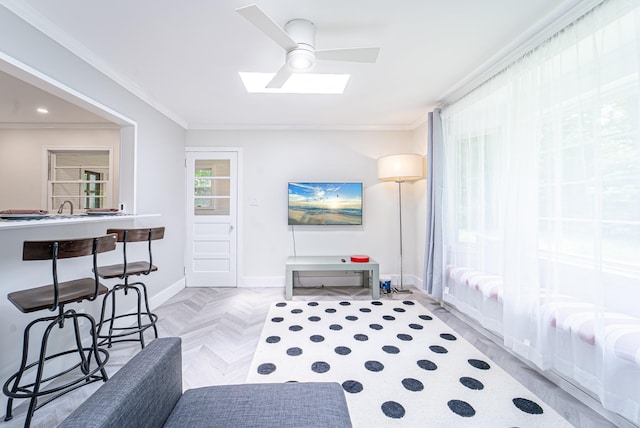 9 Higgins Trl, Monroe, NY 10950 - living area featuring a skylight and ornamental molding