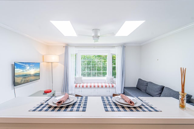 9 Higgins Trl, Monroe, NY 10950 - living area featuring a skylight and ornamental molding