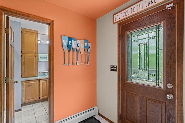 1775 Plank Rd, Forestburgh, NY 12777 - entryway with a baseboard radiator and light tile patterned floors