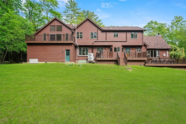 1775 Plank Rd, Forestburgh, NY 12777 - rear view of house featuring a yard, a wooden deck, and a chimney