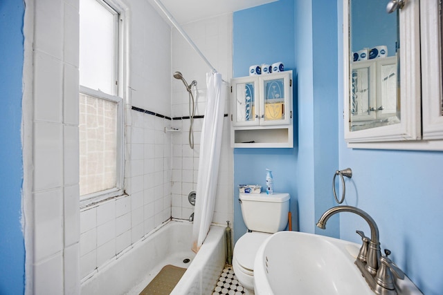5801 59th St, Maspeth, NY 11378 - full bath featuring shower / tub combo with curtain, toilet, and a sink