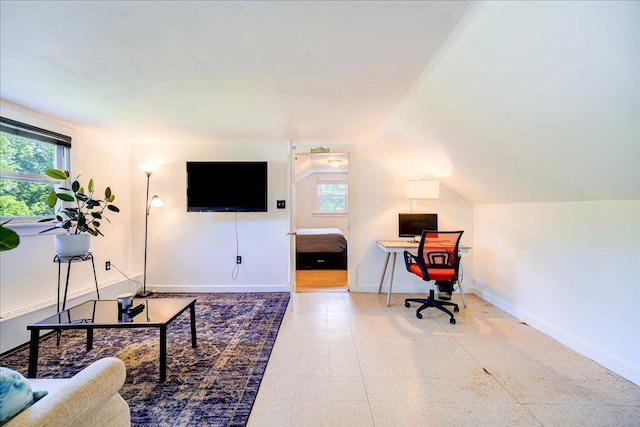 18 Gerow Ln, Cornwall, NY 12553 - office area featuring healthy amount of natural light, lofted ceiling, and baseboards
