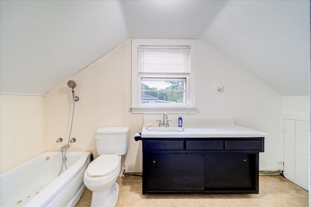18 Gerow Ln, Cornwall, NY 12553 - bathroom with toilet, vaulted ceiling, vanity, and tile patterned floors