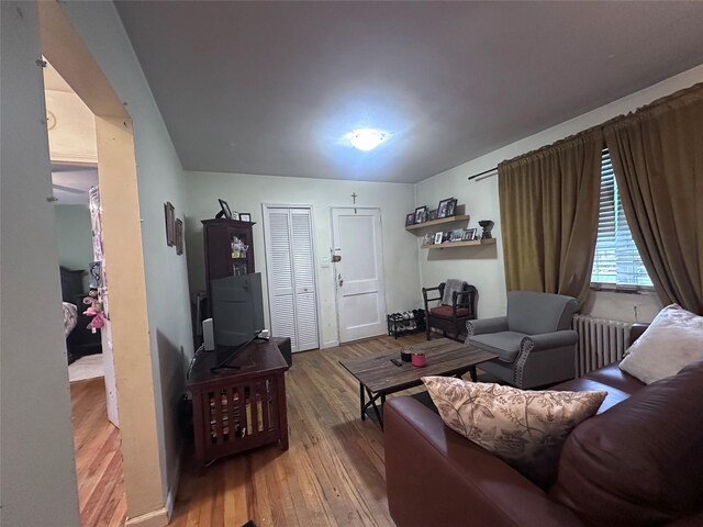 224-43A 64th Ave Unit 43A/545, Oakland Gardens, NY 11364 - living room with radiator and hardwood / wood-style floors