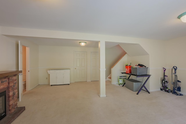 421 Cornwall Meadows Ln, Patterson, NY 12563 - basement featuring carpet and a stone fireplace