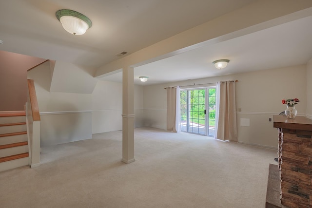 421 Cornwall Meadows Ln, Patterson, NY 12563 - below grade area with carpet floors and stairway