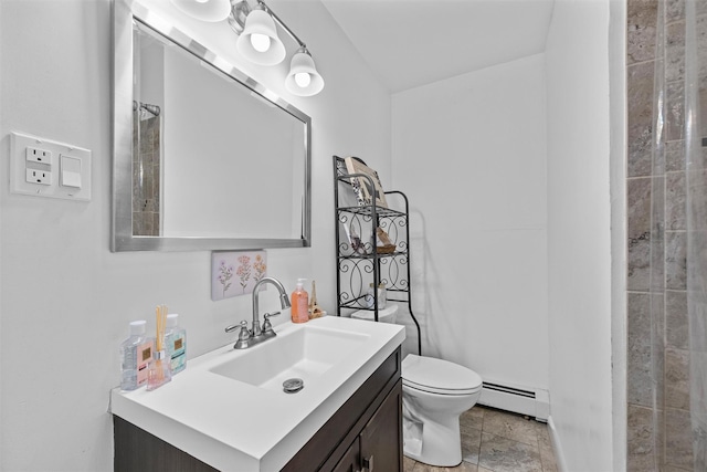 23 Johnson Ln, Millbrook, NY 12545 - full bathroom featuring a baseboard radiator, vanity, and a tile shower