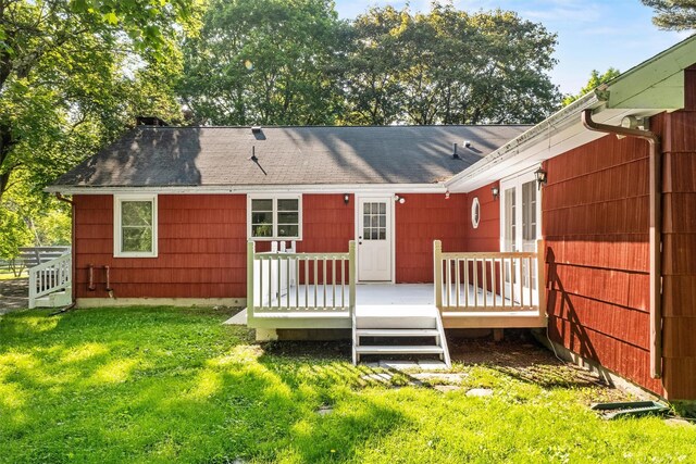 23 Johnson Ln, Millbrook, NY 12545 - rear view of property with a wooden deck and roof with shingles