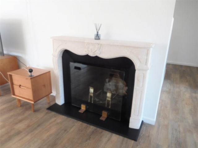 9 Adams St, East Rockaway, NY 11518 - detailed view of wood finished floors, baseboards, and a premium fireplace