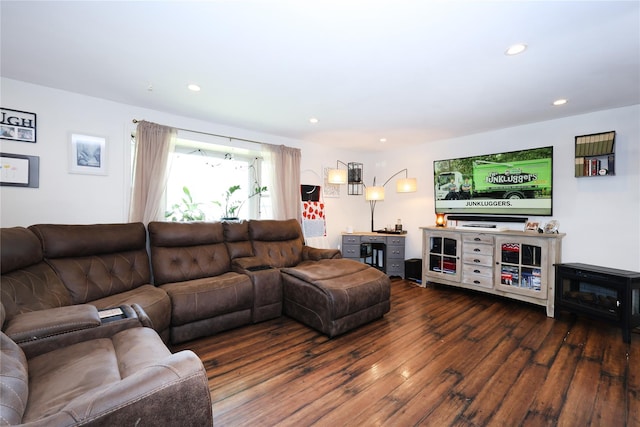 33 Highview Ln, Ridge, NY 11961 - living room featuring wood-type flooring and recessed lighting