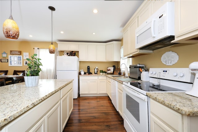 33 Highview Ln, Ridge, NY 11961 - kitchen with white appliances, a sink, healthy amount of natural light, dark wood-type flooring, and recessed lighting
