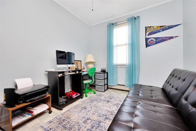 13325 120th St, South Ozone Park, NY 11420 - living room with crown molding, lofted ceiling, and wood finished floors