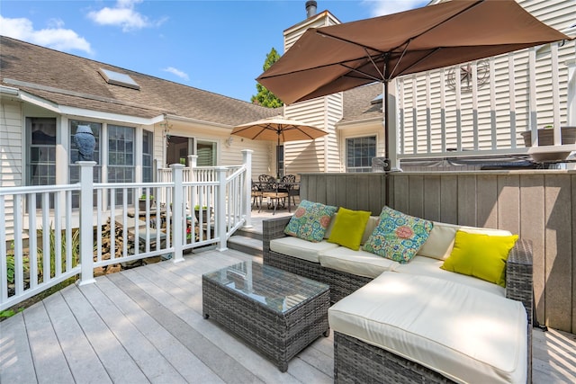36 Richmond St, Islip, NY 11751 - wooden deck with outdoor lounge area and outdoor dining space