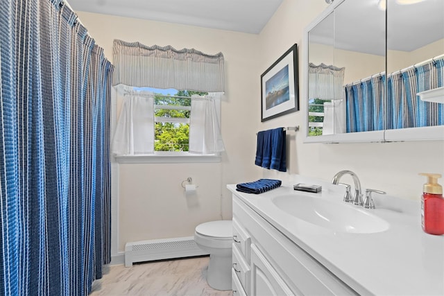 35 Highview Ave, Florida, NY 10921 - bathroom featuring a baseboard heating unit, vanity, and a shower with curtain