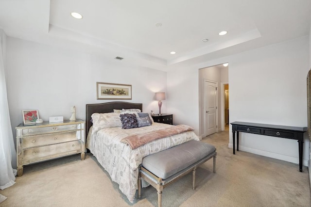 494 Pacing Way Unit 301C, Westbury, NY 11590 - bedroom with a raised ceiling, light colored carpet, and recessed lighting