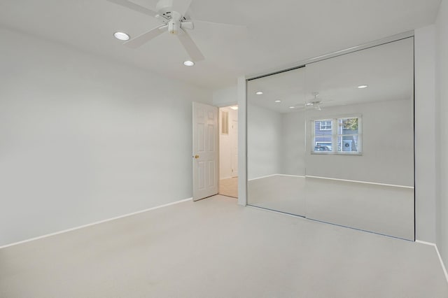 195 Alicia Dr Unit 195, North Babylon, NY 11703 - unfurnished bedroom with recessed lighting, a closet, carpet floors, and ceiling fan