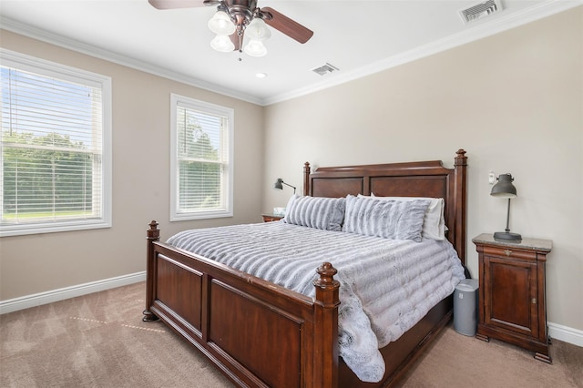 446 M And M Rd, Middletown, NY 10940 - bedroom with light colored carpet, baseboards, crown molding, and a ceiling fan