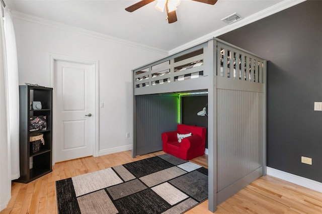 446 M And M Rd, Middletown, NY 10940 - bedroom featuring wood finished floors, ornamental molding, baseboards, and ceiling fan