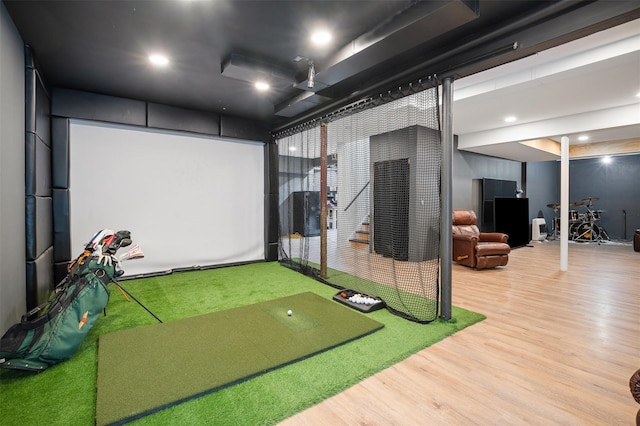 446 M And M Rd, Middletown, NY 10940 - game room with golf simulator and wood finished floors