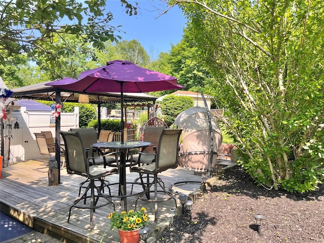 421 Orchard Dr, Wallkill, NY 12589 - view of patio featuring a gazebo, outdoor dining space, and a wooden deck