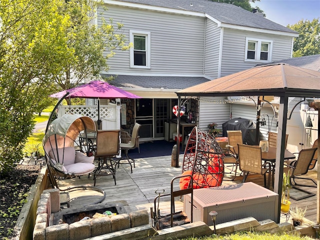 421 Orchard Dr, Wallkill, NY 12589 - deck featuring outdoor dining area, a gazebo, and grilling area