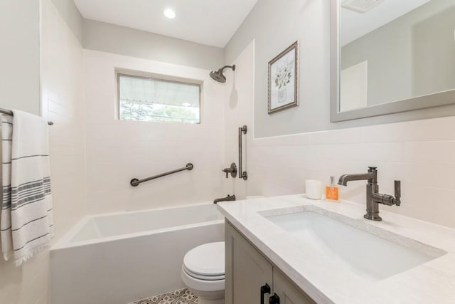 12 Hazel Pl, Woodmere, NY 11598 - bathroom featuring vanity, bathing tub / shower combination, and tile walls
