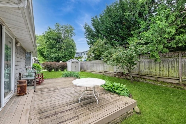 12 Hazel Pl, Woodmere, NY 11598 - deck with a storage unit and a fenced backyard