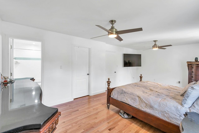68 Manchester Rd, Huntington, NY 11743 - bedroom with light wood finished floors, ceiling fan, and baseboards