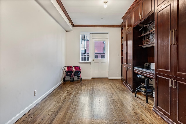 218 Middleton St Unit Apt6Rooftop, Brooklyn, NY 11206 - home office featuring wood finished floors, baseboards, and crown molding