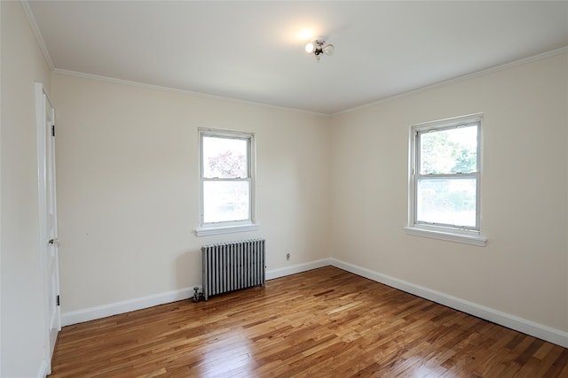 99 Roosevelt Ct, Carle Place, NY 11514 - spare room featuring radiator heating unit, light wood-style flooring, healthy amount of natural light, and ornamental molding