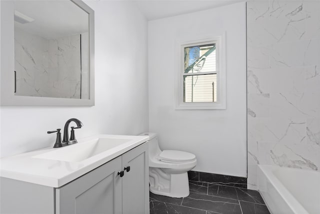 78 Jesse St, Freeport, NY 11520 - bathroom with marble finish flooring, vanity, toilet, and baseboards