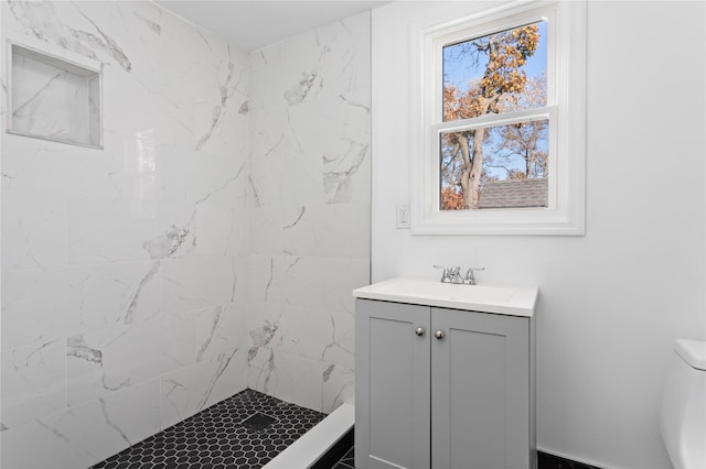 78 Jesse St, Freeport, NY 11520 - full bath with tiled shower, vanity, and toilet