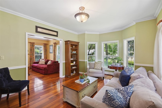 1771 Hanover St, Yorktown Heights, NY 10598 - living room featuring dark wood finished floors and ornamental molding