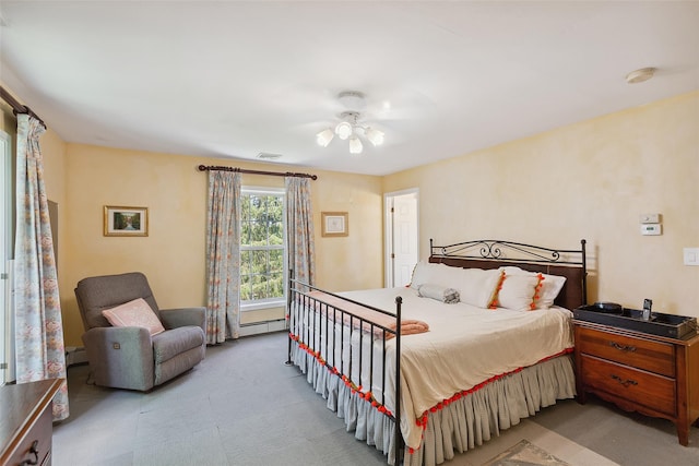 1771 Hanover St, Yorktown Heights, NY 10598 - bedroom featuring baseboard heating, light carpet, and a ceiling fan