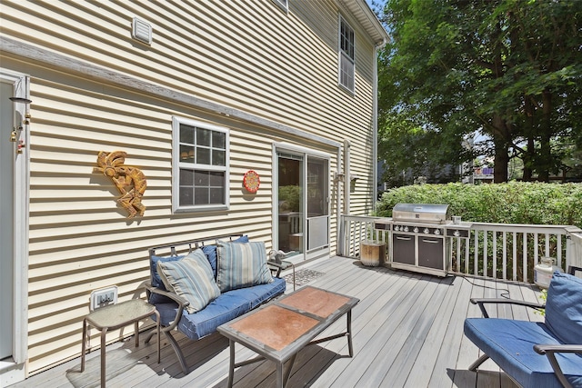 1771 Hanover St, Yorktown Heights, NY 10598 - wooden terrace featuring grilling area and an outdoor hangout area