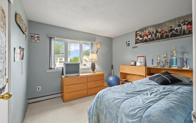 34 Oak Meadow Rd, Commack, NY 11725 - bedroom with a baseboard radiator, light colored carpet, and a baseboard heating unit