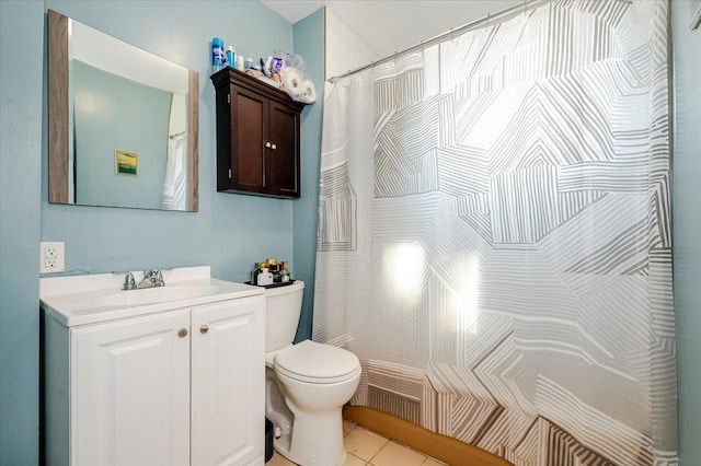 146 First St, Yonkers, NY 10704 - full bathroom with toilet, vanity, tile patterned flooring, and a shower with shower curtain