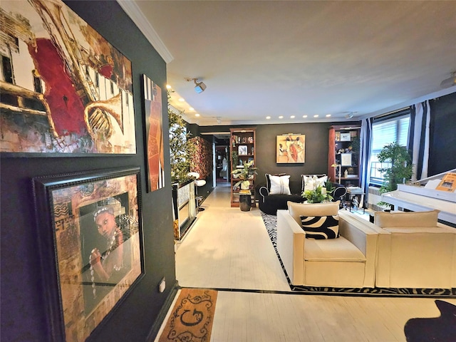 112-25 34th Ave Unit 2D, Corona, NY 11368 - living area featuring wood finished floors and crown molding