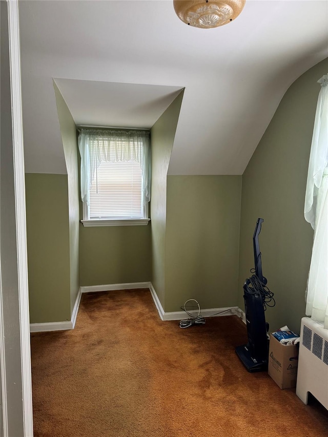92 Lincoln Blvd, Hauppauge, NY 11788 - bonus room featuring carpet flooring, radiator heating unit, and lofted ceiling