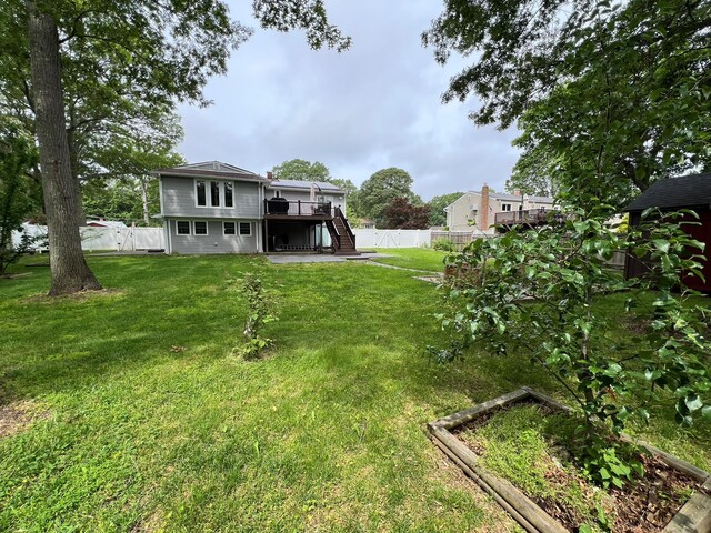 35 Junard Blvd, Port Jefferson Station, NY 11776 - view of yard featuring stairway and a wooden deck