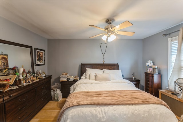 45 4th St, Valley Stream, NY 11581 - bedroom with light wood-type flooring and ceiling fan
