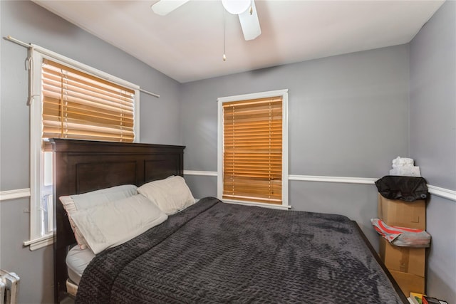 45 4th St, Valley Stream, NY 11581 - bedroom featuring radiator heating unit and a ceiling fan