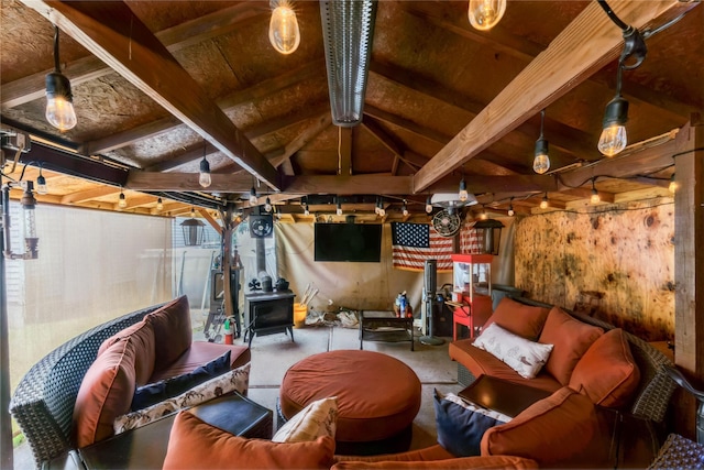 45 4th St, Valley Stream, NY 11581 - basement featuring a wood stove