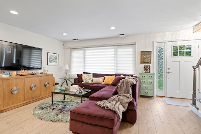 183 Iceland Dr, South Huntington, NY 11746 - living area featuring light wood-style floors and recessed lighting