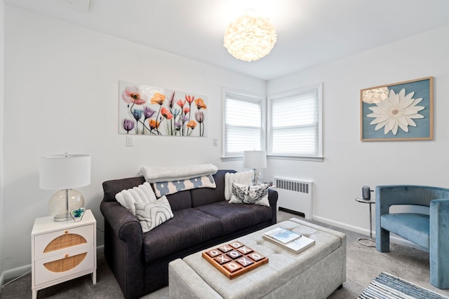 183 Iceland Dr, South Huntington, NY 11746 - carpeted living room featuring radiator and baseboards