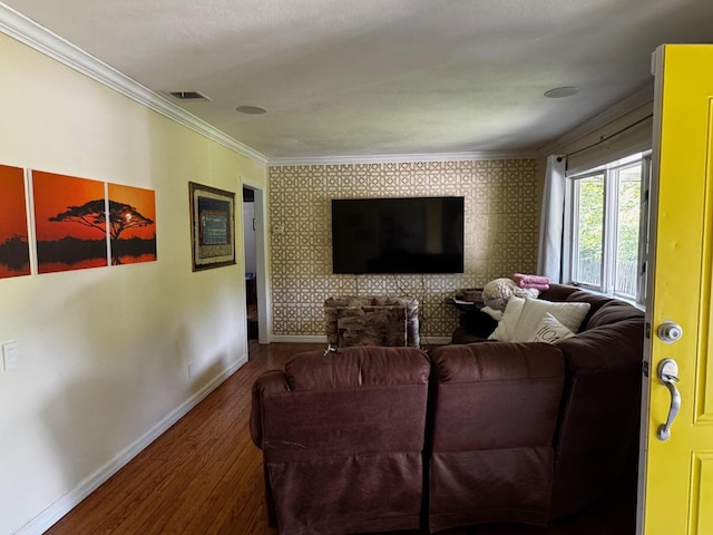 2 Paulding St, Huntington, NY 11743 - living area featuring ornamental molding, baseboards, and wood finished floors