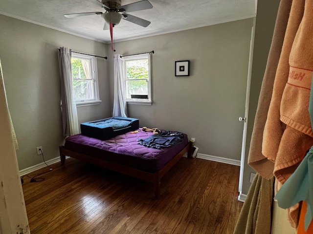 2 Paulding St, Huntington, NY 11743 - bedroom featuring wood finished floors, baseboards, ceiling fan, and crown molding