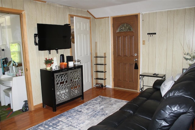 104 Maple Ave, Bethel, NY 12749 - living room with wood finished floors and wooden walls